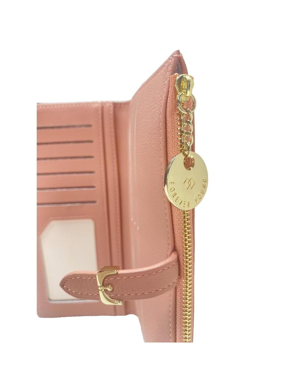 Womens Pink Wallet Brand New Lots of Card Slots Zippered Coin Pocket Stylish - Picture 5 of 9
